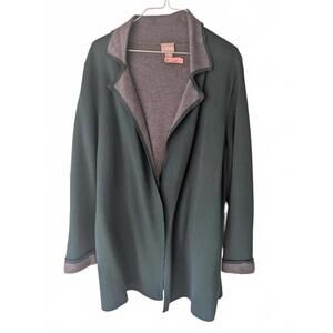 Chicos Women's Green and Gray Open Front Cardigan Size L